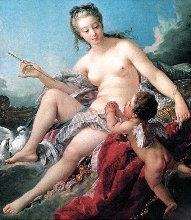 картинка №48  голая Венера отняла у маленького Амура стрелу любви, живопись эротика