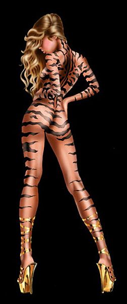 голая девушка с тигриной раскраской, эротика рисунок