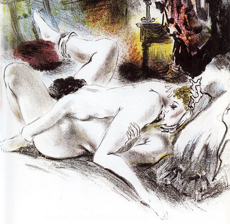 оральный секс в позе 69 двух девушек, картинка эротической живописи