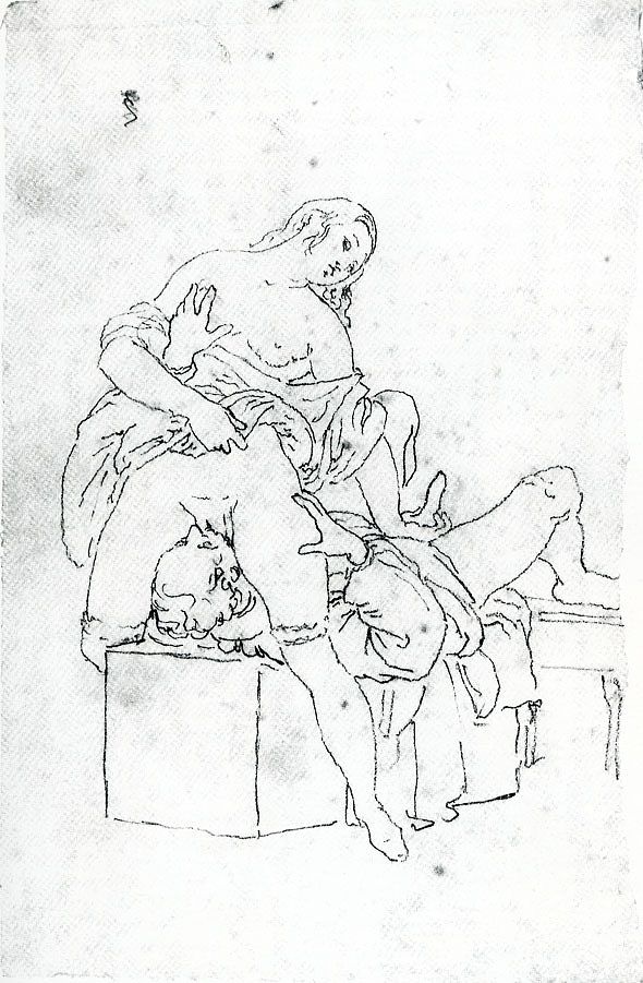 толстая женщина сидит вульвой на лице лежащего мужчины и дрочит ему рукой член, картинка эротической живописи